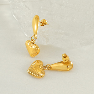 Zogxin Heart Pendant Earrings 18K Gold <b>Titanium</b> Steel <b>Stud</b> For Women Party Jewelry - Product Image 3