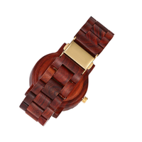 Jam Tangan Kayu Mewah Quartz dengan Tali Jam Kustom untuk Pria Kayu Cendana Merah Logo Terukir