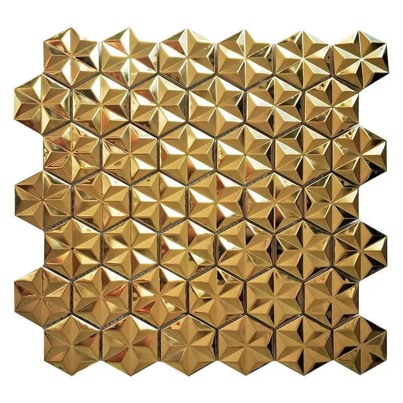 Moderne en acier inoxydable hexagonale en métal Mosaïque