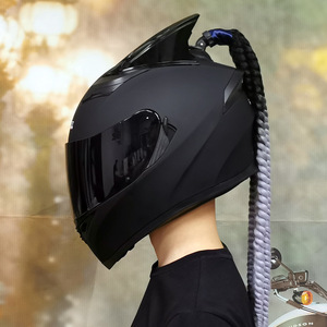 Casco completo de motocicleta eléctrica para hombre y mujer, accesorio para correr, personalizado, <span class=keywords><strong>con</strong></span> trenza, para verano - Product Image 2