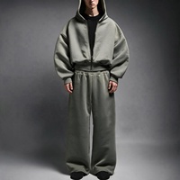 QIANSHI Ensemble de survêtement unisexe ample et épais en molleton technique, modèle vierge, pour homme, avec pantalon de survêtement et sweat à capuche surdimensionnés