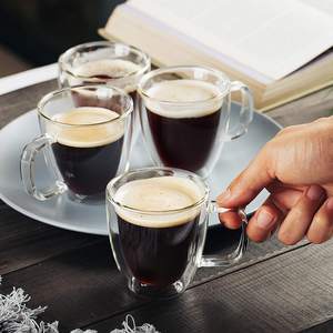 Tasse à café et à thé isolante en verre double couche transparente avec poignée pour la maison - Product Image 2