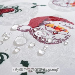 Stock Red Jacquard Rectangle <b>Tablecloth</b> Wrinkle-Free Santa Claus Design for Christmas Winter Party Tableware Decorations - Product Image 5