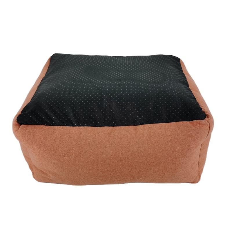 Integrado de diseño de la tela de Color caramelo Plaza casa cuadrada para mascotas cama