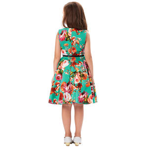 KK000250 Vestido de Verano para Niñas de 10 Años, Diseño Floral Retro Vintage sin Mangas, Algodón, OEM - Product Image 3