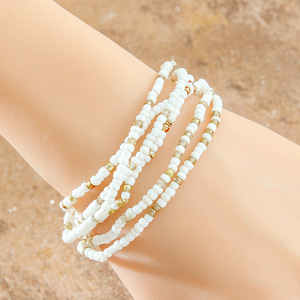 <b>Beaded</b> <b>Bracelets</b> Black White Acrylic Resin Bohemia Style Elastic Unisex Fashion Jewelry Set - Product Image 4