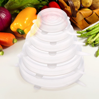 Couvercles extensibles réutilisables en Silicone, 6 pièces, produits alimentaires, extensibles