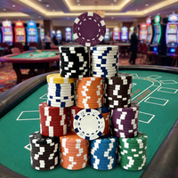 Les jetons de poker rayés les plus populaires de 11,5 g, marqueur de balle de golf personnalisé, jeu de jetons de casino en ABS de 40 mm sans valeur pour les jeux de divertissement