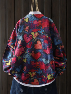 Cao Cấp Chất Lượng Hợp Thời Trang Của Phụ Nữ Quần Áo Đầy Màu Sắc Hình Trái Tim Mô Hình In Thời Trang Của Phụ Nữ Áo Len - Product Image 2