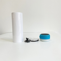 Stok USA pengisian daya USB 20oz cahaya putih dalam gelap sublimasi lurus kosong Speaker pemutar musik pintar Tumbler untuk pencetakan panas