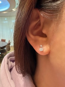 Classic 14K Solid White Gold 0.58ct Round Brilliant Lab Grown Diamond Dangle <b>Earrings</b> | Round Brilliant Cut Lab Created Diamond - Product Image 3