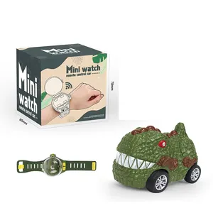 リモコンおもちゃ子供用ミニ漫画楽しい時計リモコン恐竜車2.4Gライト合金おもちゃ