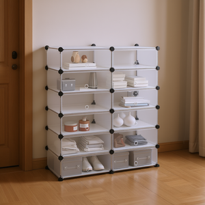 Zapatero Modular de Acero Transparente con 10 Estantes, Diseño Minimalista Independiente, Muebles para el Hogar - Product Image 2