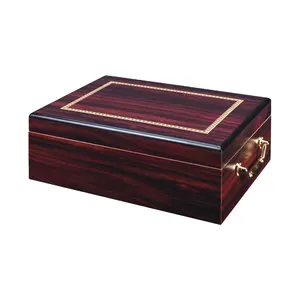 Piano finish Lacquer Custom Handmade Portable Humidifier Wood Cigar Gift Box Humidor