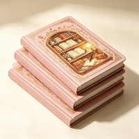 Carnet à couverture rigide avec illustration de bibliothèque, journal personnalisé, impression florale rose, agenda pour salle d'étude, cadeau pour lecteur