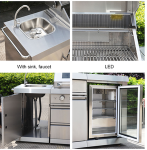El refrigerador modular del fregadero de la barbacoa del estilo coreano se ensambla libremente al aire libre de la cocina de acero inoxidable 304 - Product Image 5
