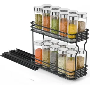 Organizador de estante de especias extraíble para condimentos de alta resistencia de 3 niveles para almacenamiento de gabinetes de cocina para el hogar