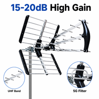 OEM/ODM 95KM Outdoor UHF 470-790/694MHz Yagi Digital HDTV Antenne 12-18dB Verstärkung Kunststoff Aluminium 4K Freeview 4G/5G Filter Antenne