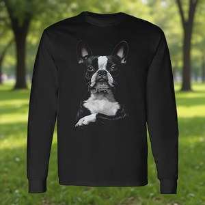 Camiseta de manga larga con diseño de perro Boston Terrier, color negro, unisex, talla para adultos M L XL XXL - Product Image 3