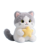 Peluche personnalisée chat Kawaii avec étoile, OEM, poupée en peluche chaton de dessin animé personnalisée, mascotte en peluche douce sur mesure pour cadeau promotionnel