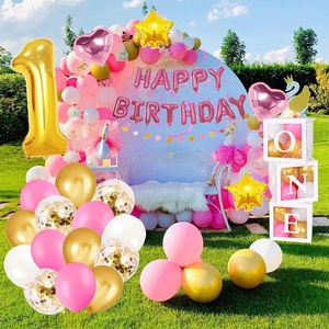 Guirlande de <span class=keywords><strong>ballons</strong></span> rose, <span class=keywords><strong>confettis</strong></span>, garçon et fille, 1er anniversaire, fête, boîte à <span class=keywords><strong>ballons</strong></span>, décor, 1 2 3 ans, ensemble de Baby Shower - Product Image 6