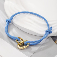 Bracelet en corde unisexe en acier inoxydable doré, ajustable, minimaliste, style nautique, pour hommes et femmes, vente en gros