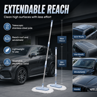Brosse de lavage de voiture extensible avec tête en microfibre chenille, manche télescopique, outil de nettoyage pour toit, pare-brise et capot, fabrication OEM