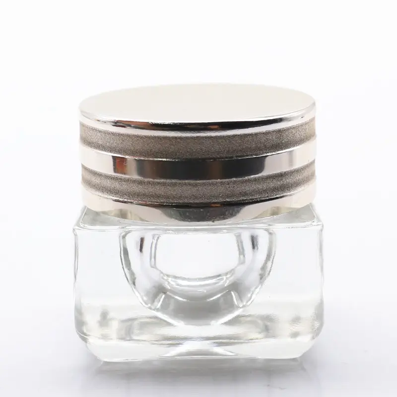 Récipient de crème pour le visage cosmétique Offre Spéciale 15ml Pot en verre transparent carré en verre épais avec couvercle à vis Pots en verre de 15g pour les soins de la peau