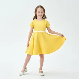 Girls School Dress Short Sleeve Summer Back To School Toddlers Kids School Uniform Dresses Kindergarten Outfits Dressy