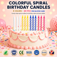 Bougies d'anniversaire en spirale rayées, 24 pièces, sans gouttes, inodores, multicolores, pour anniversaire, directement de l'usine