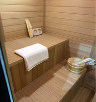 Sauna extérieur pour 4 personnes en bois de cèdre rouge massif, nouveau design de luxe haut de gamme, design carré noir, sauna de jardin de villa, bien-être, poêle de sauna 6,0 kW