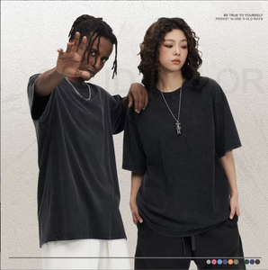 Camiseta FLOWORA para Hombre, 100% Algodón Lavado, Manga Corta, Cuello Redondo, Impresión DTG, Corte Regular, Color Sólido, Estilo Casual, Tejido Jersey - Product Image 3
