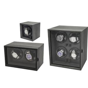 高级胡桃木自动手表收卷机盒豪华安静木制旋转展示盒1或2或4个插槽 - Product Image 1