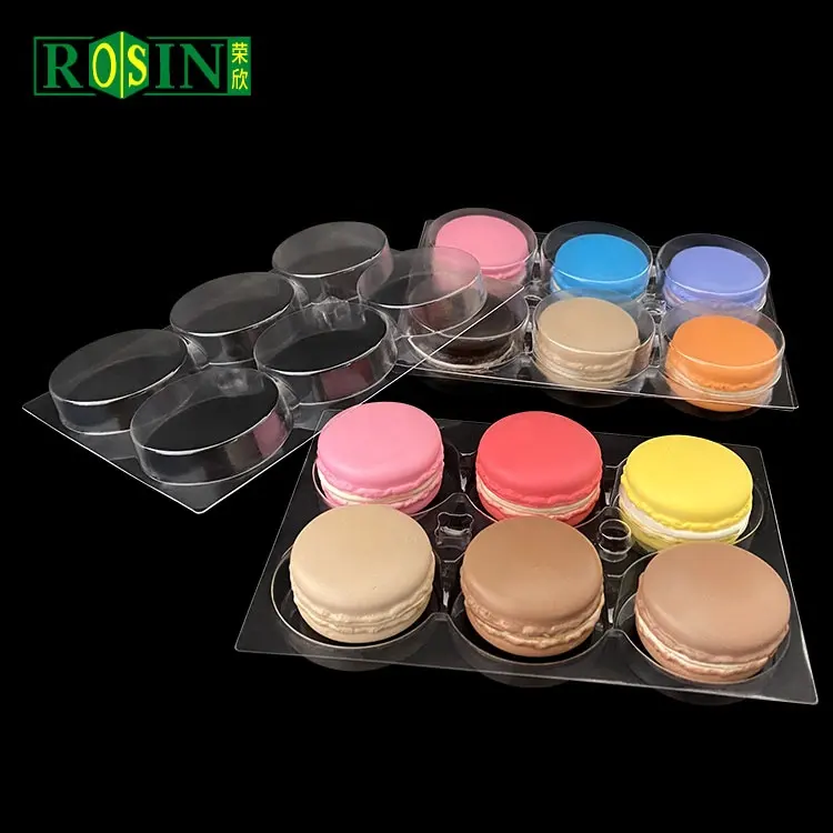 6 cookies slide base e tampa embalagem plástica clara pet pvc macaron embalagem blister transparente