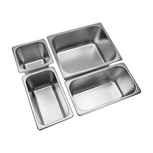 Recipientes Gastronómicos Rectangulares de Acero Inoxidable para Restaurante, Hotel, Buffet, Panadería, Tamaños 1/1, 1/2, 1/4, Aptos para Vapor - Product Image 1