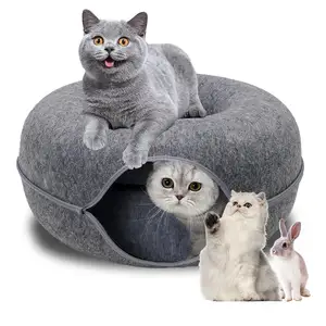 Vente directe d'usine en gros fournitures pour animaux de compagnie chat fait à la main accessoires interactifs pour animaux de compagnie jouer jouet feutre chat Tunnel Tubes lit