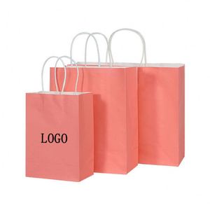 Recycled Kraft Paper <b>Bag</b> Pink Custom Printed Logo Reusable Cheap Price Tote Kraft Paper Shopping <b>Bag</b> - Product Image 5