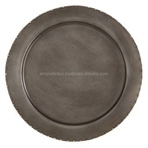 Serving Charger Plate Dishes Plates Rope Border Decorative Printing Silver Antique Charger Plate Tabletop <b>Dinnerware</b> - Product Image 3