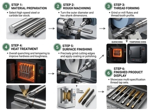 <span class=keywords><strong>Taraud</strong></span> de machine BEILI M35 HSS Co PVD à pointe spirale M2-M8 à queue carrée pour un taraudage CNC efficace de l'acier inoxydable - Product Image 3