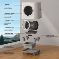 Bac à litière pour chat écologique et durable, autonettoyant, automatique, contrôlé par application intelligente, 80L, électrique, avec accessoires