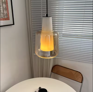 Lustre LED simple nordique de haute qualité pendentif en verre ambre avec télécommande pour salle à manger ou cuisine - Product Image 5