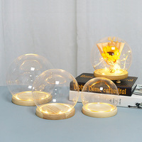 Meilleure Vente Rose Éternelle dans Cloche Lumineuse en Verre Borosilicate avec Base en Bois