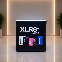 Table pliante portable en tissu extensible, amovible, avec éclairage LED, pour promotion, exposition, stand, comptoir