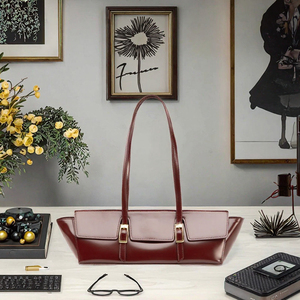 Bolso Tote de Gran Capacidad de Cuero Genuino con Doble Hebilla, Estilo Europeo Americano Le Bateau, Moderno y Lujoso para Dama, con Dos Correas para Hombro - Product Image 3