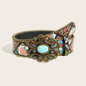 <span class=keywords><strong>Cintura</strong></span> Vintage da Donna <span class=keywords><strong>con</strong></span> Motivi Arcobaleno Colorati, Catena di Perline, <span class=keywords><strong>Pietre</strong></span> Turchesi, Fibbia in Metallo, Stile Y2K Hip Hop Punk - Product Image 2