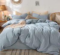 Literie housse de couette 100% lin microfibre lavé comme texturé doux confortable ensemble de couette