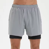 Shorts de sport décontractés pour hommes, taille élastique, mi-longueur, respirants, en polyester/coton, couleur unie, pour la course à pied et le fitness