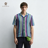 Chemise à rayures tropicales pour homme, motif imprimé, 98% polyester, couleur crème lime, chemise de plage cubaine pour l'été
