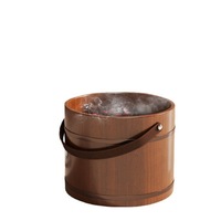 Baignoire portable en bois pour les pieds avec poignées en cuir sans couture, design de baril en bois poli à la main pour usage domestique et massage des mollets