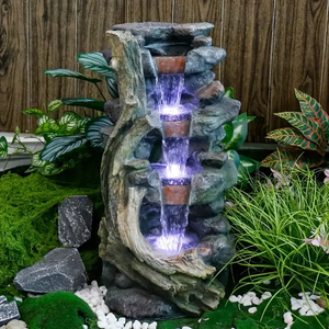 Fuente de Agua Decorativa de Halloween Hecha a Mano, <span class=keywords><strong>con</strong></span> Patrón de Ramas de Piedra de Poliresina, Pintada a Mano, Iluminada, Escultura de Niveles para Interiores - Product Image 5